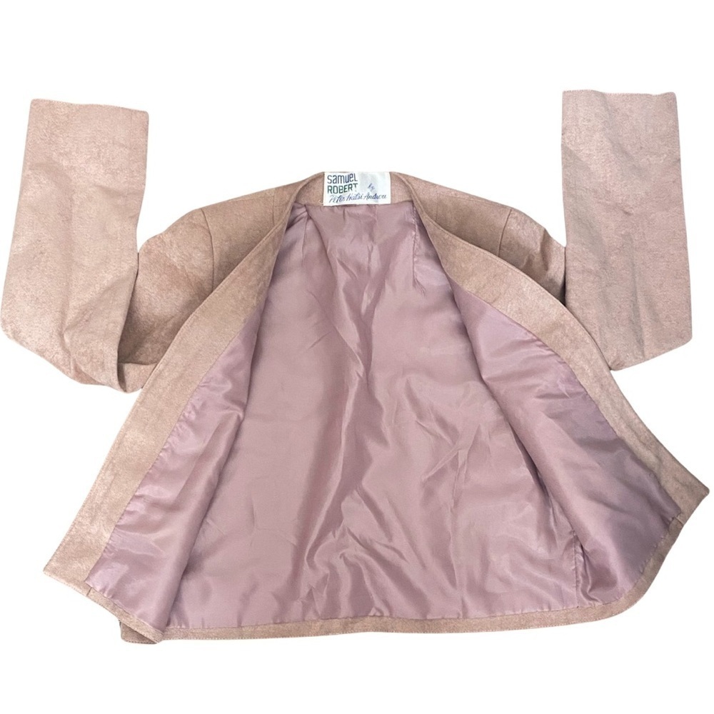 Vintage Samuel Robert by Peter Hatsi Androu Blush Pink Suede Like Blazer Jacket - Picture 12 of 12